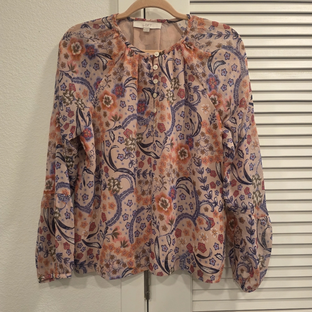 LOFT Floral Henley Blouse